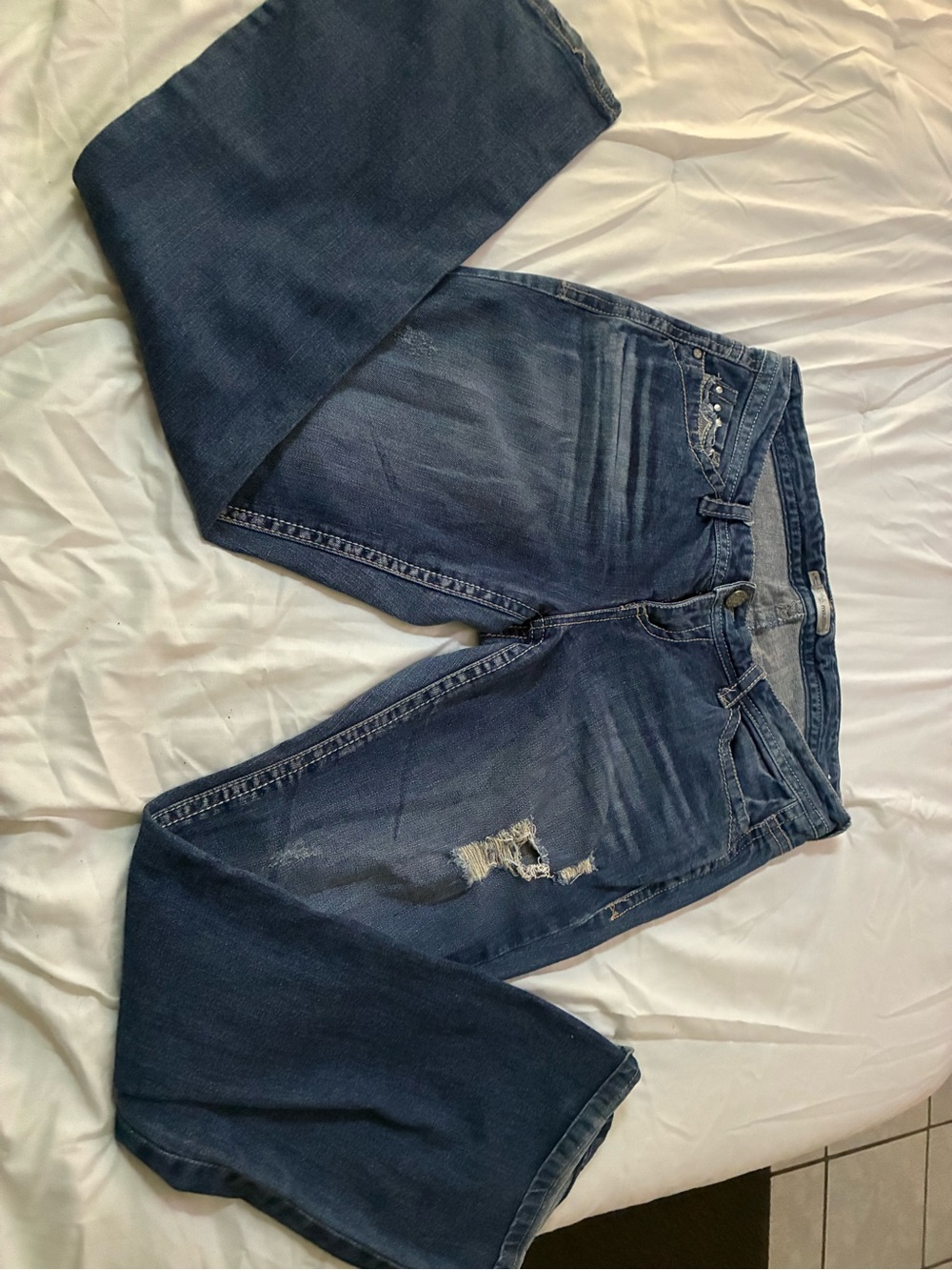 Maurices Dark Blue Distressed Boyfriend Jeans